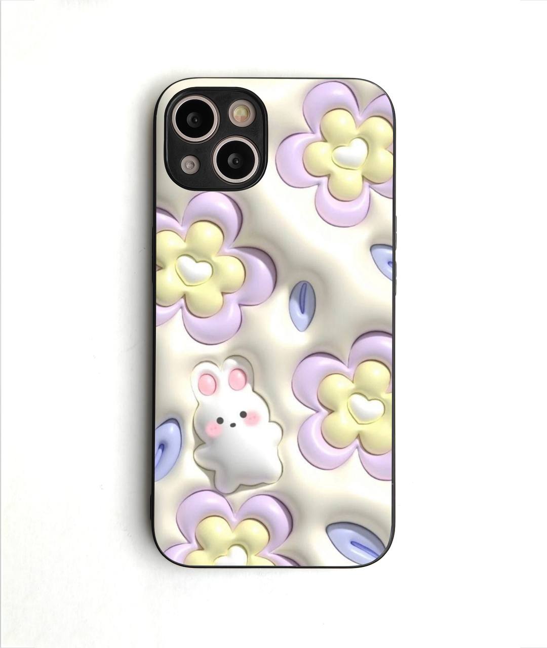 3d Bunny Flower Glass case