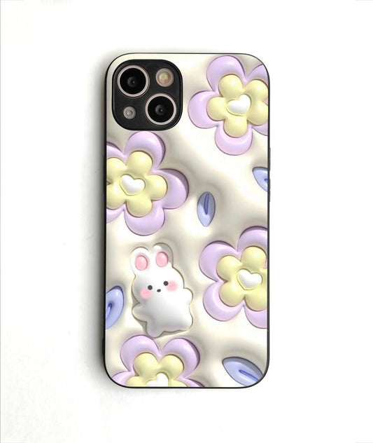 3d Bunny Flower Glass case