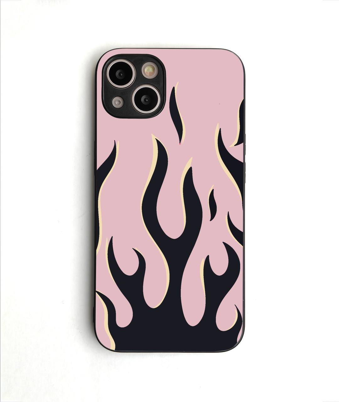 Pink Black Flame Glass case